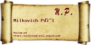 Milkovich Pál névjegykártya